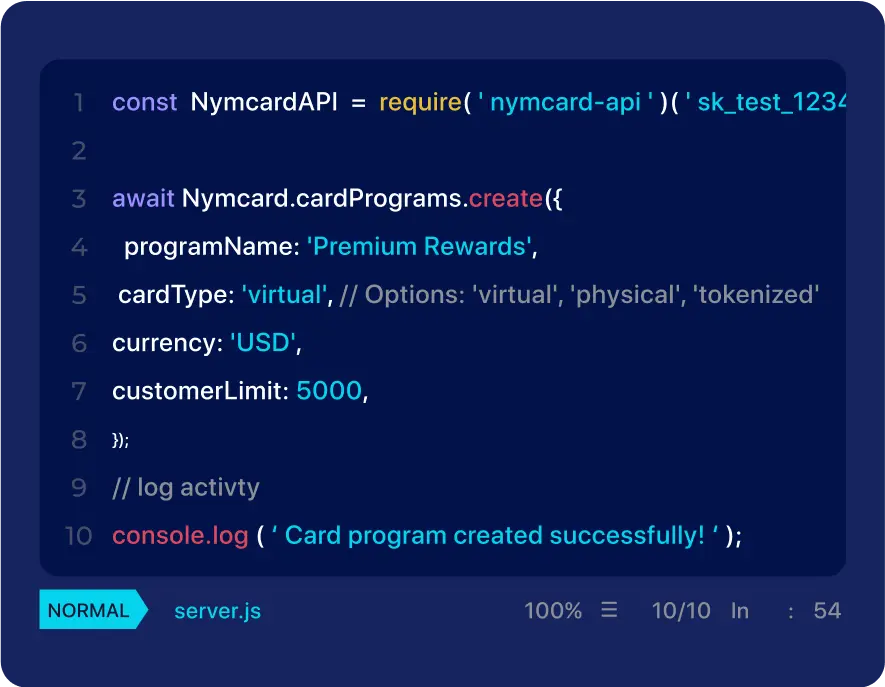 NymCard's Powerful API Technology
